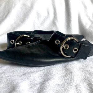 Celine Paris Babouche black leather pointed toe flats/mules, sz 37